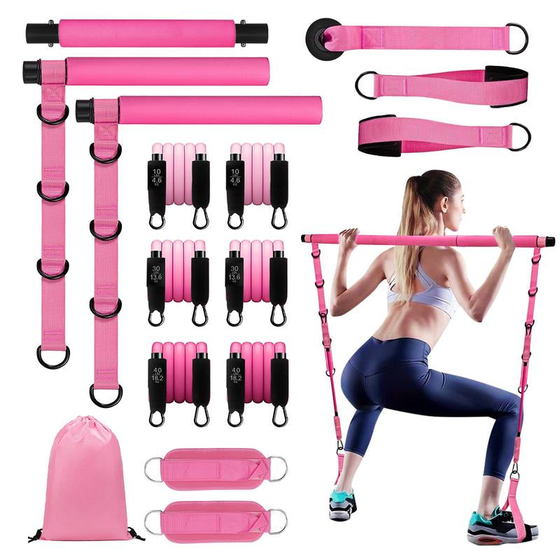 Multi-Functional Pilates Bar Kit with Resistance Bands